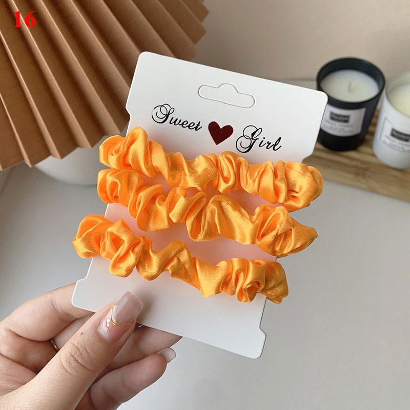 3Pcs/Set Silk Satin Solid Color Hair Ties Silky Scrunchies Set Women Simple Style Rubber Band Ponytail Holder Hair Accessories