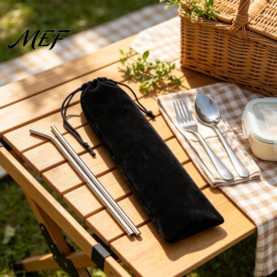 Drawstring Utensil Holder for Students Cutlery Bag, Portable Reusable Pouch, Washable Eco Friendly Travel Organizer Storage Chopsticks Spoons