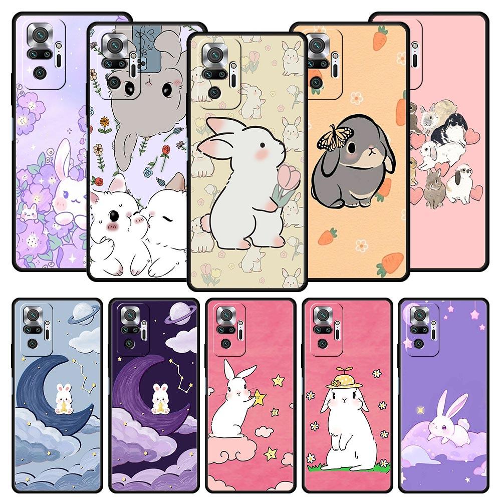 Чехол для телефона для Xiaomi Redmi Note 14 13 12 5G 9S 9 10 11 Pro Plus 4G 9T 14C 13C 12C 10C 9C 9A Мягкая крышка Милый цветной кролик