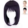 CaseEden Cosplay Wig, Short, 35cm, Heat-Resistant, Dark Purple, Includes 2 Wig Nets