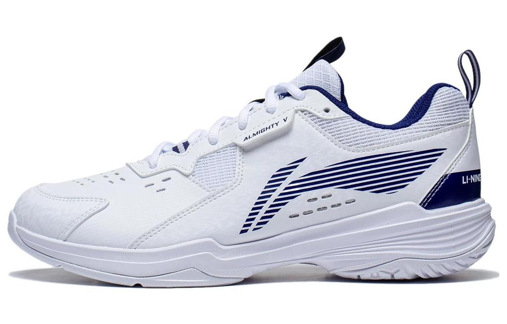 Li Ning Ace V Collection Дышащие Низкие Бадминтонные Кроссовки Унисекс Бело-Синие AYTT001-3