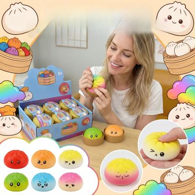 Игрушка-пельмень, Гигантский блестящий пельмень, Разноцветные пельмени, Антистрессовые мячики, Сенсорная игрушка, Шарики из теста, Игрушки для снятия стресса для рук, С пароваркой для еды, 12 шт.