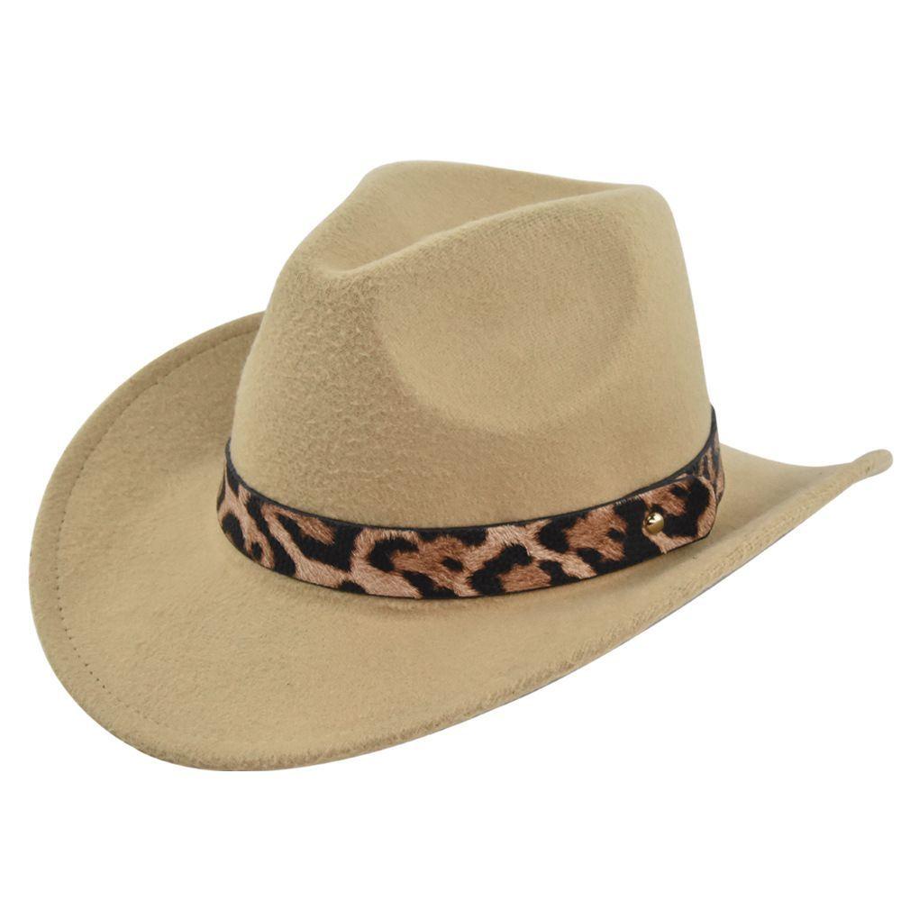 Классическая джинсовая шляпа, ретро джазовая шляпа с леопардовым принтом, кожаный ремень, шерстяная цилиндр, ретро имитация овечьей шляпы