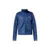 X Wales Bonner Collaboration Logo Print Plaid Vintage Sports Stand Collar Long Sleeve Jacket Men Jacket Blue GU0750