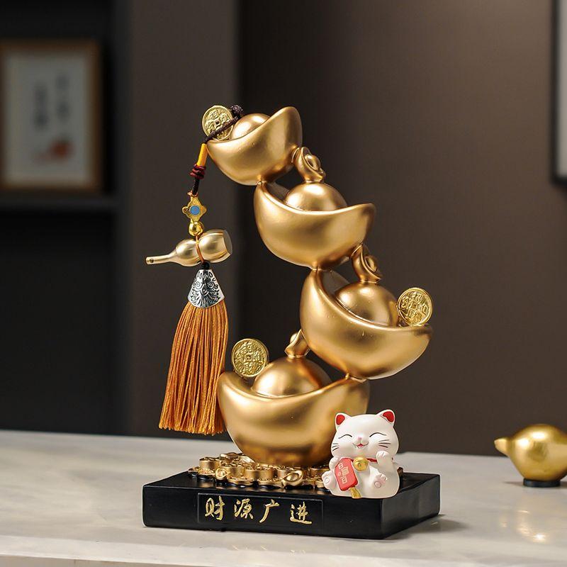Bonanza Yuanbao Украшение Zhaocai Новое китайское домашнее хозяйство Гостиная Офис Креативное высококачественное украшение из смолы Открытие Подарков Новое