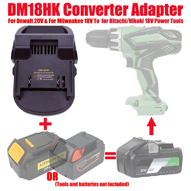 ALASICKA Адаптер DM18HK для аккумуляторов DeWalt/Milwaukee 18V 20V Преобразователь для работы с электроинструментами Hitachi/Hikoki 18V Li-ion
