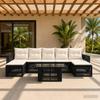 8 Piece Garden Sofa Set Black and Cream White Poly Rattan