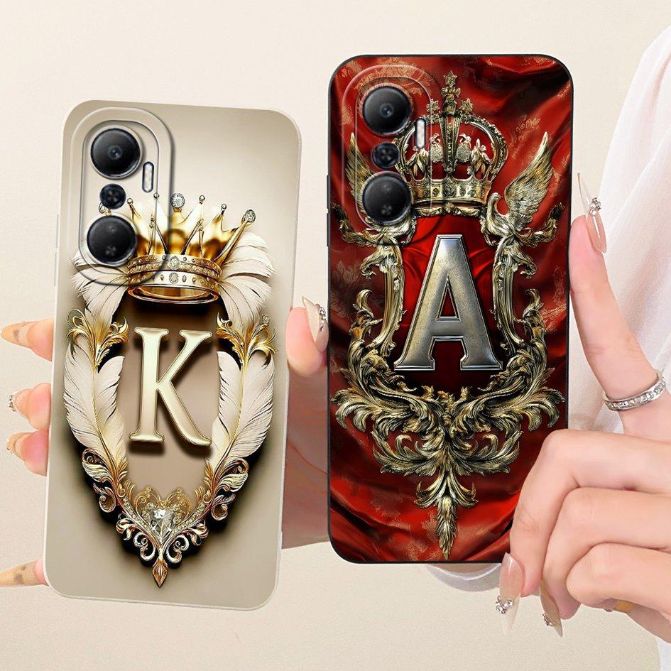 For Infinix Hot 20 4G Case X6826C Fashion Initial Letters Crown Soft Silicone Cover For Infinix Hot 20 Play 20s 20i Hot20 Bumper