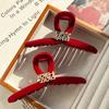 Lucky Red Flocking Shark Clip Creative Chinese New Year Hair Grab Fashion Wealth Hair Claw  Daily