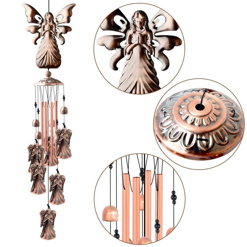 Metal Butterfly Tortoise Wrought Iron Wind Chime 4 Tubes Hanging Ornament Garden Home Wind Chimes & Hanging Decorations LS