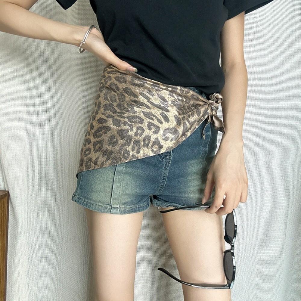 Soft Wrap Leopard Print Hair Scarf Hip Hop Punk Bandana Headwear Triangular Headscarf Streetwear