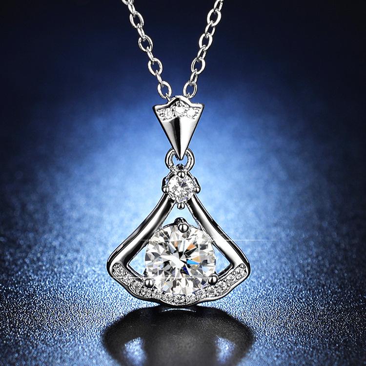 Корейская версия кулон ожерелье женское, элегантная мода имитация муассанита 2 карата танцевальное платье ключица цепь