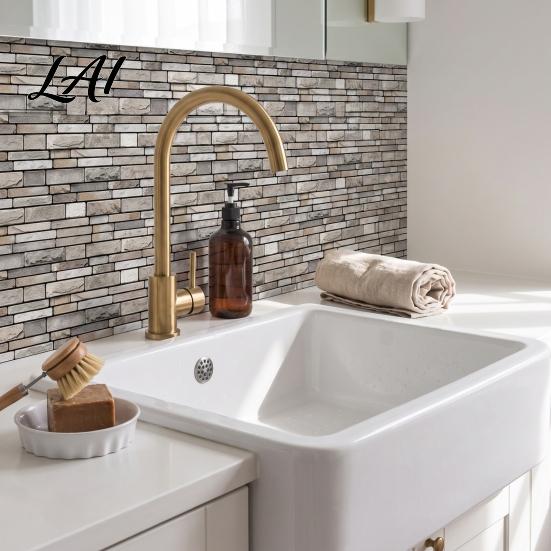 Waterproof Kitchen Backsplash Peel And Stick Backsplash 3D Brick Wall Panels Self Adhesive Bathroom Sticker Tile Faux Stone Wallpaper on