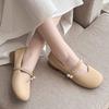 Round Head Mary Jane Shoes Women's 2025 Spring and Summer New Pearl One-word Buckle with Shallow Mouth Soft Sole Doudou Shoes Single Shoes