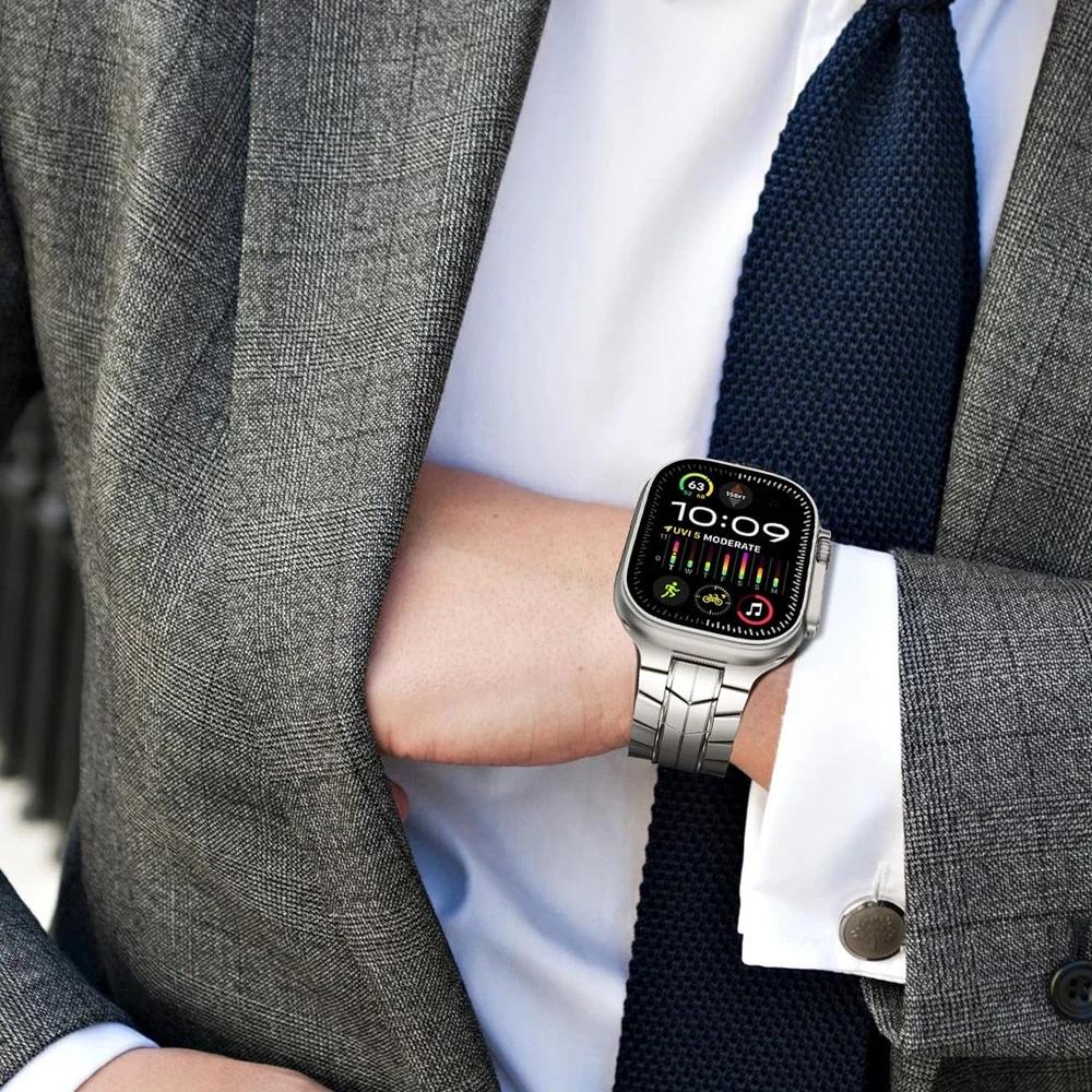 Титановый ремешок для Apple Watch Ultra 2 49 мм серии 10 46 мм 9 45 мм 42 44 мм Браслет Correa Strap для iWatch 10 ultra 8 7 6 5 4 se