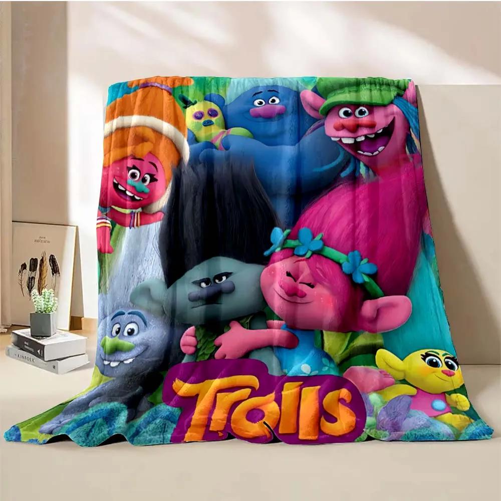 Тролли Объединяются Мультяшное Одеяло Теплое Мягкое Пушистое Размер King Size Плед Детский Взрослый Диван Кровать Покрывало для Сна Покрывало для Путешествий Подарок