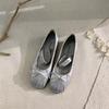 2025 spring and autumn new fairy style bow French single shoes one word rhinestone flat Mary Jane shoes women's shoes