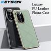 KEYSION Luxury Grid Pattern PU Leather Case for Huawei Nova 13 Pro Plating Hard PC Shockproof Phone Cover for Huawei Nova 13 Pro