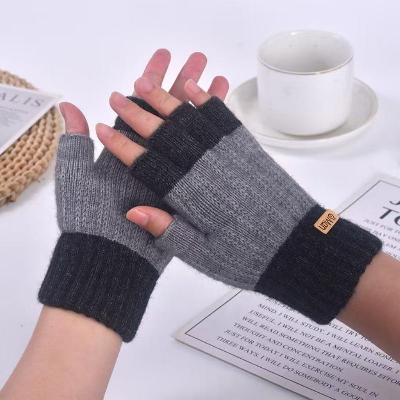 Перчатки без пальцев зимние теплые студенческие перчатки для письма плюшевые вязаные непродуваемые перчатки для путешествий и велоспорта