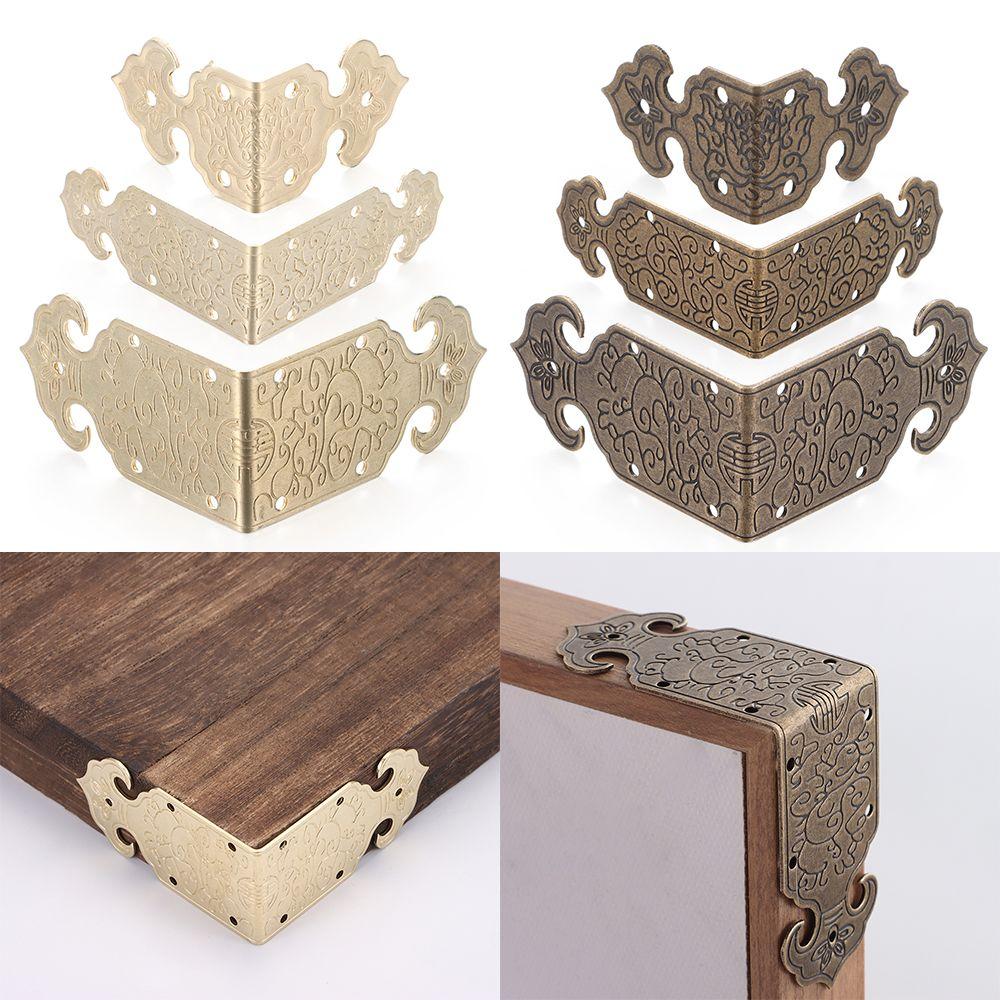 Foot Bracket Crafts Carved Metal Antique Bronze Corner Protector Box Decor Corner Brackets
