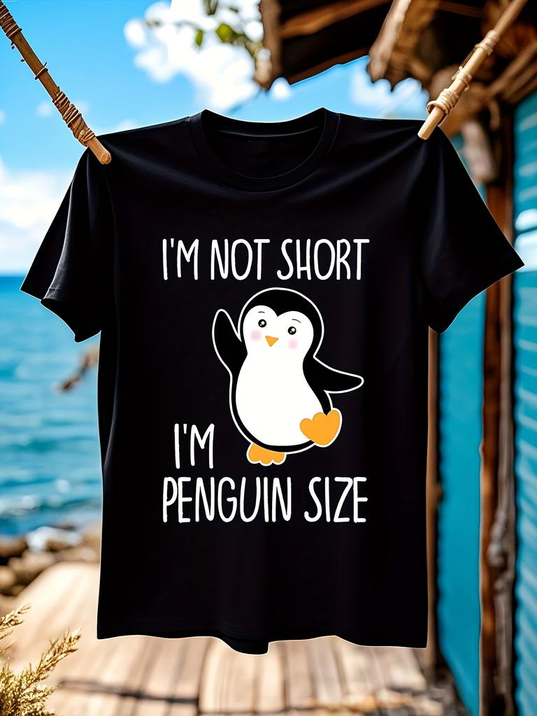 Funny I'm Not Short I'm Penguin Humorous Tshirt Cute Peng...