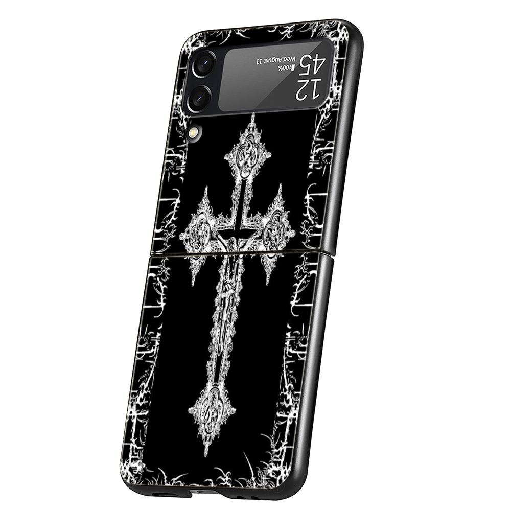 Кибер-сигил Cross Line Жесткий ПК чехол для телефона Samsung Galaxy Z Flip 7 6 5 4 Черная крышка для Galaxy Z Flip 3 Складные чехлы Сумки