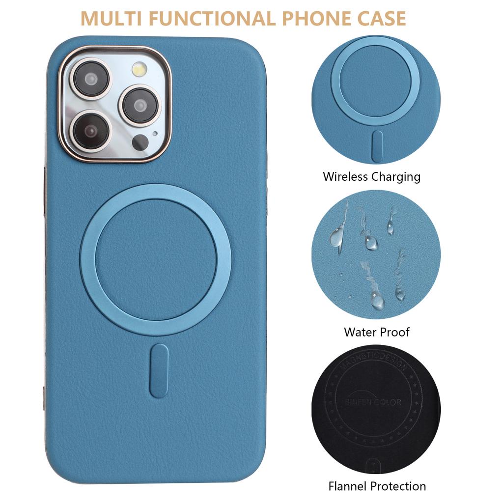 For iPhone 16 Pro Case BINFEN COLOR BF40 Compatible with MagSafe Electroplated PU + TPU Phone Back Cover
