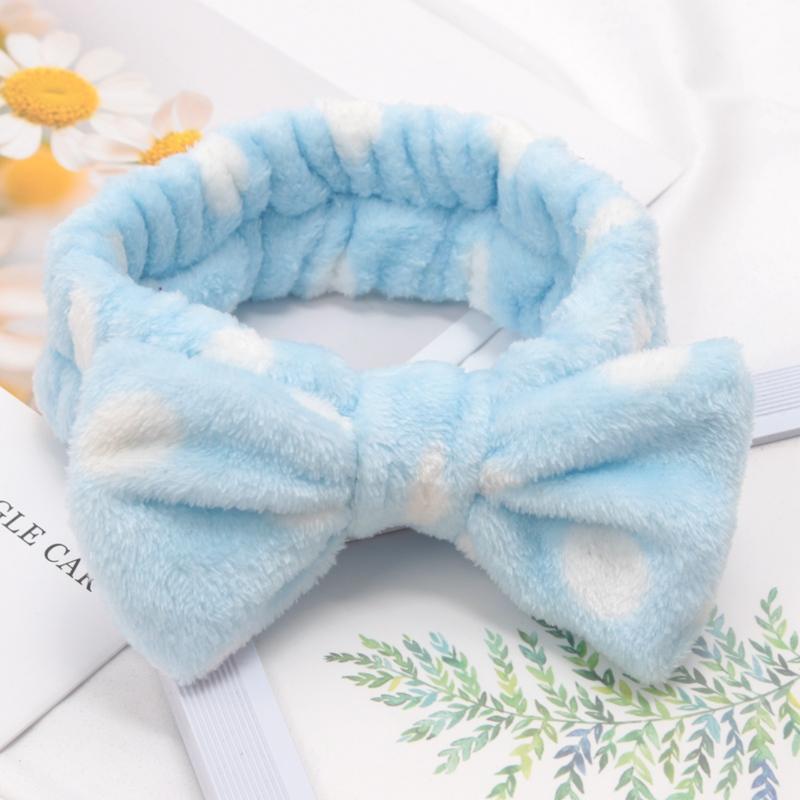 Soft Bow Headbands SPA Yoga Big Solid Color Coral Fleece Elastic Hair Bands Women Washing Face Cute Makeup Hairband Accessories
