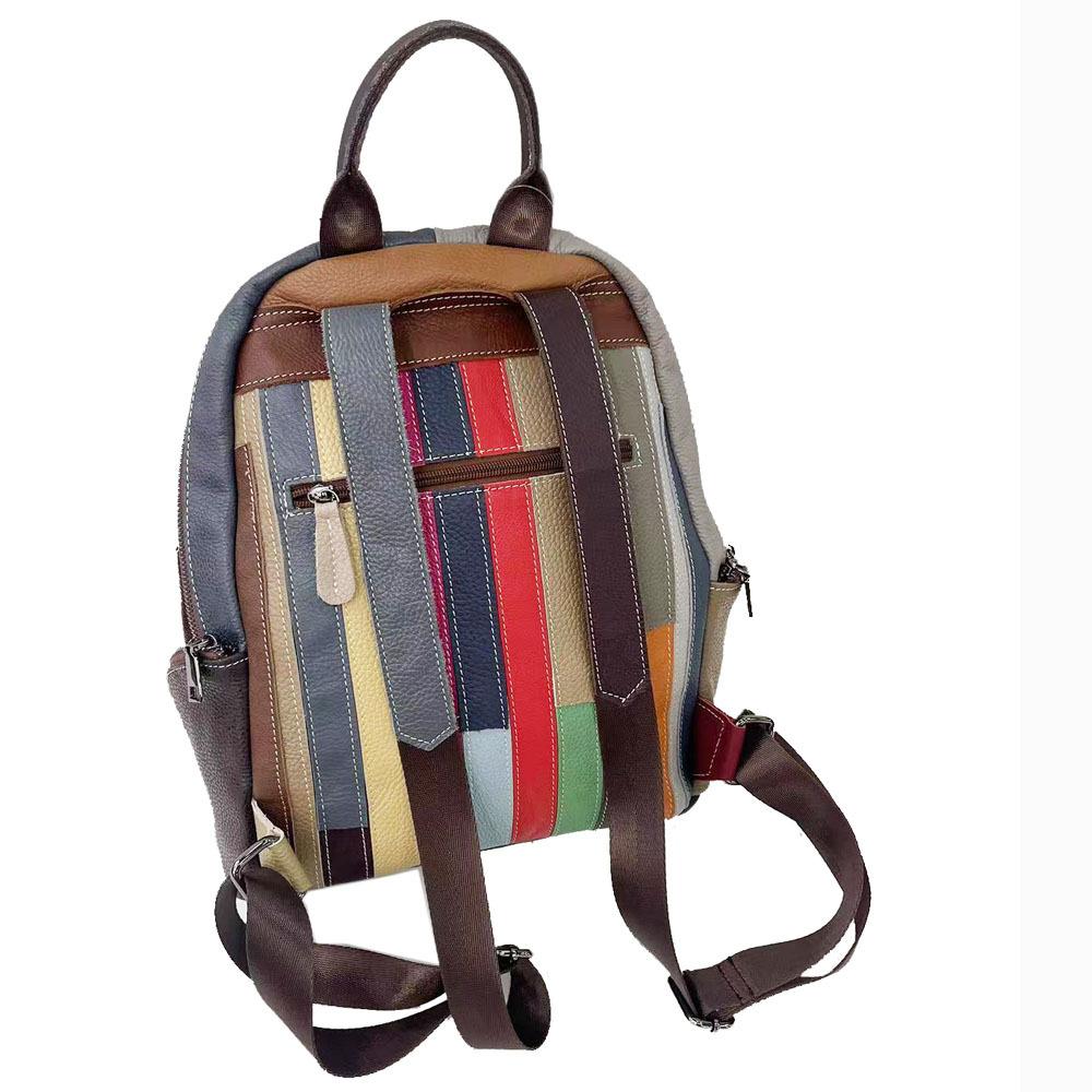 Женская сумка в стиле ретро, цветной кожаный клетчатый рюкзак, женская сумка, первый слой, воловья кожа, дорожный рюкзак, универсальный