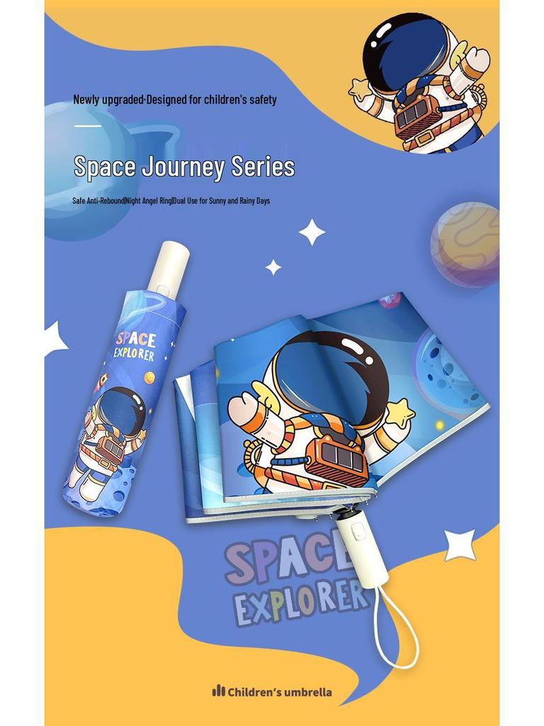 Children's Cartoon Fully Automatic Safety Umbrella: Rain or Shine, Reflective, Foldable, Anti-Rebound Design