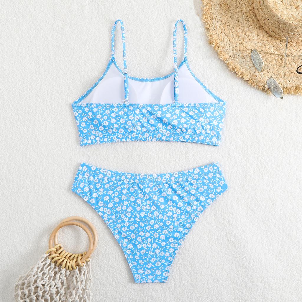 European and American sexy swimsuit suit split swimsuit women and girls floral bikini three-point underwear