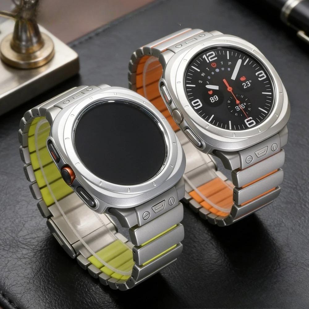 Титановый ремешок без зазоров для Samsung Galaxy Watch Ultra 2025 2024 Резиновый ремешок для GALAXY WATCH ULTRA 47 мм Металлический браслет Ремешок для часов