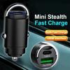 Mini 200w Car Charger Lighter Fast Charging 100w Pd Usb Type C Dual Ports Invisible Metal Charger For Xiaomi Samsung Huawei