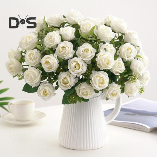 Eco-friendly Artificial Flower 10 Heads Attractive Single Branch Simulation Rose Flower Ornament