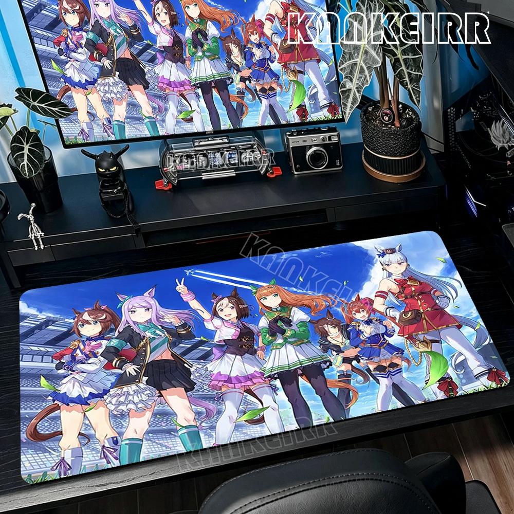 Большой игровой коврик для мыши Umamusume Pretty Derby Сшитый край Резиновая основа Настольный коврик для ПК Ноутбука Геймера Киберспортивные Аксессуары Большой Ковер
