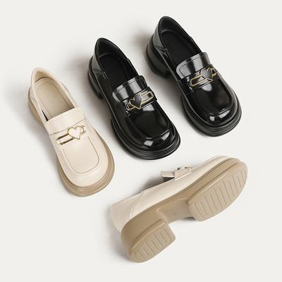 Маленькие кожаные туфли на толстой подошве Love Wind Academy, одинарные туфли с юбкой, толстый каблук, маффин