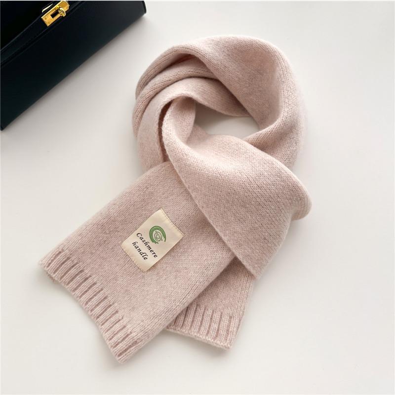 Selected Pure Cotton Wool 100% Cashmere Scarf Solid Color Student Men and Women Winter Warm Knitted Scarf Christmas