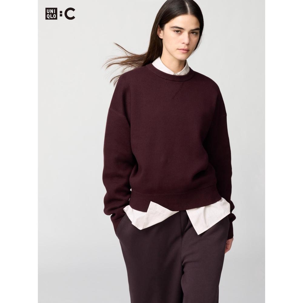 Uniqlo Гладкий хлопковый свитер с круглым вырезом