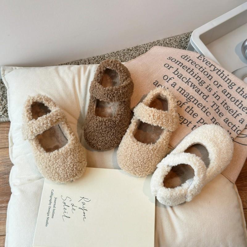 Baby Cotton Shoes Kids Ankle Warped Thick Warm Plush Fur Shoes Girls Moccasin Shoes Anti-Slippery Autumn Winter 2024 New