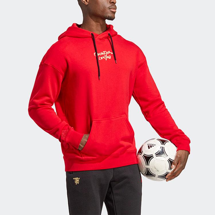adidas Манчестер Юнайтед Китайская история Мягкий флисовый худи-пуловер Мужской Ярко-красный HT1992
