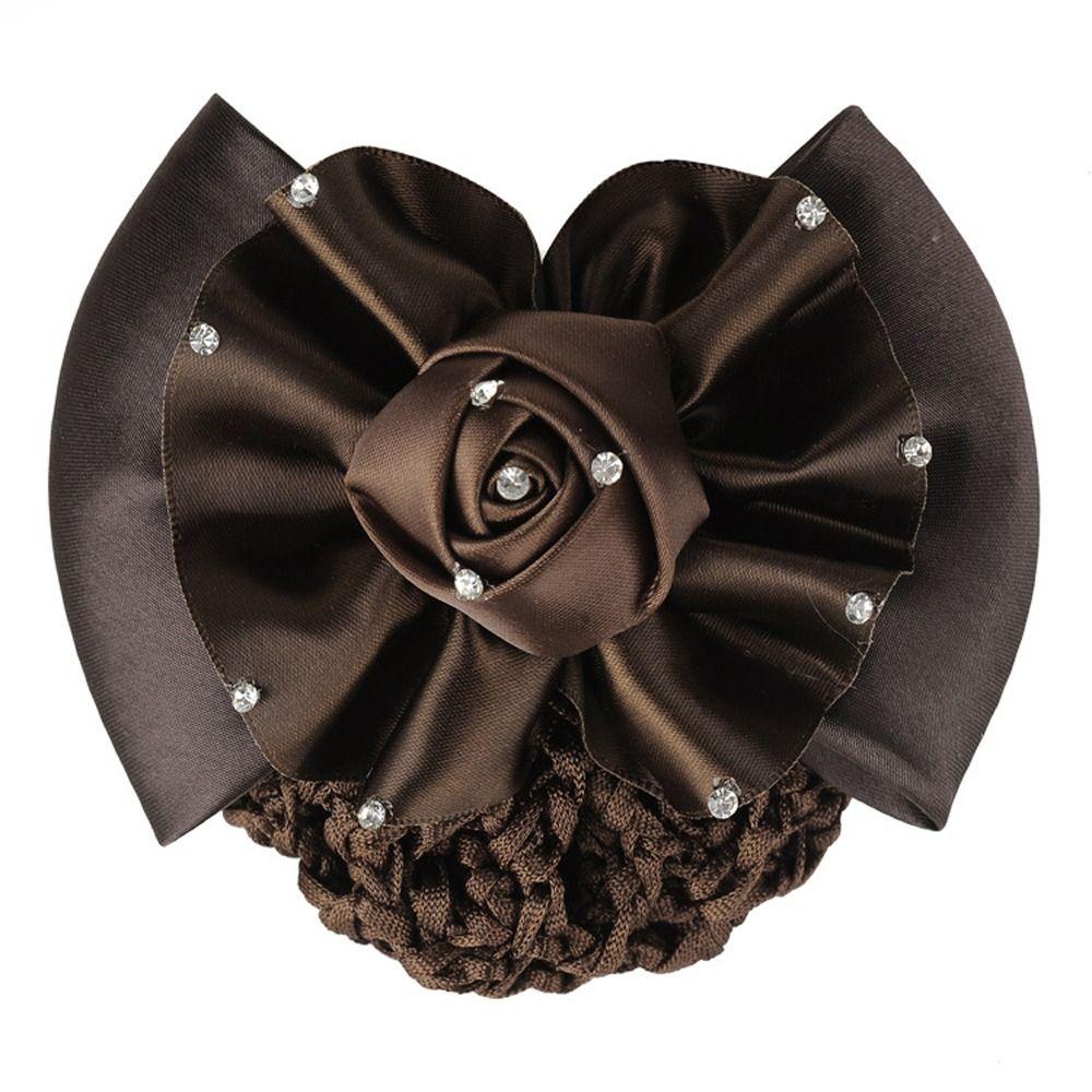 Lovely Hair Accessory Rhinestone Spring Clip Women Hair Net Girl Bun Cover Snood Ponytail Holder