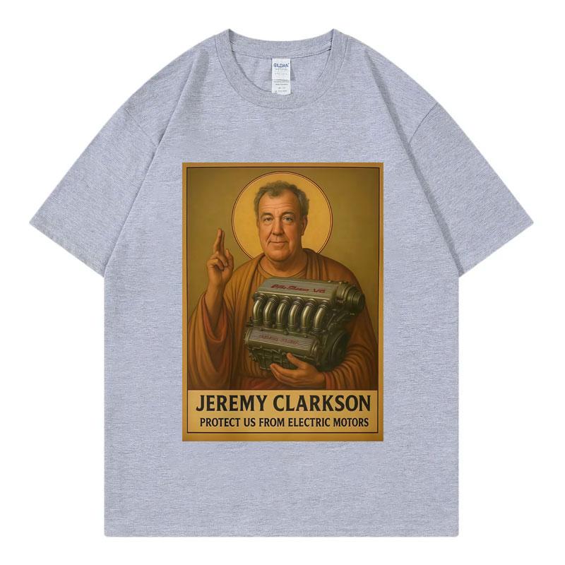 Jeremy Clarkson Protects Us From Motor Damage Tshirt Top Gear Fun Meme Pattern 2025 Summer Mens Womens Fashion Loose Tshirt