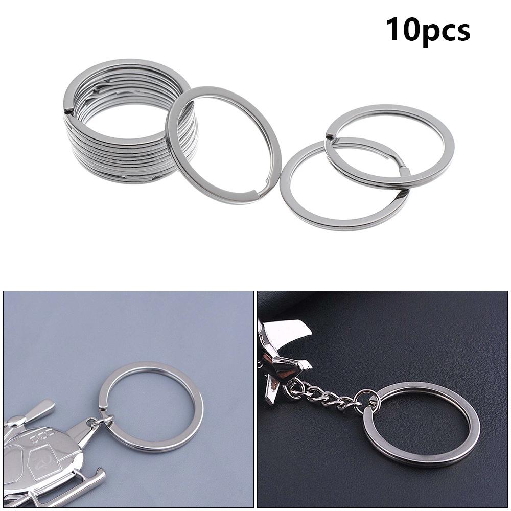 10Pcs/Pack 25/28/30/32mm Connectors Clasps Keychain Split Key Ring Chain Loop Stainless Steel