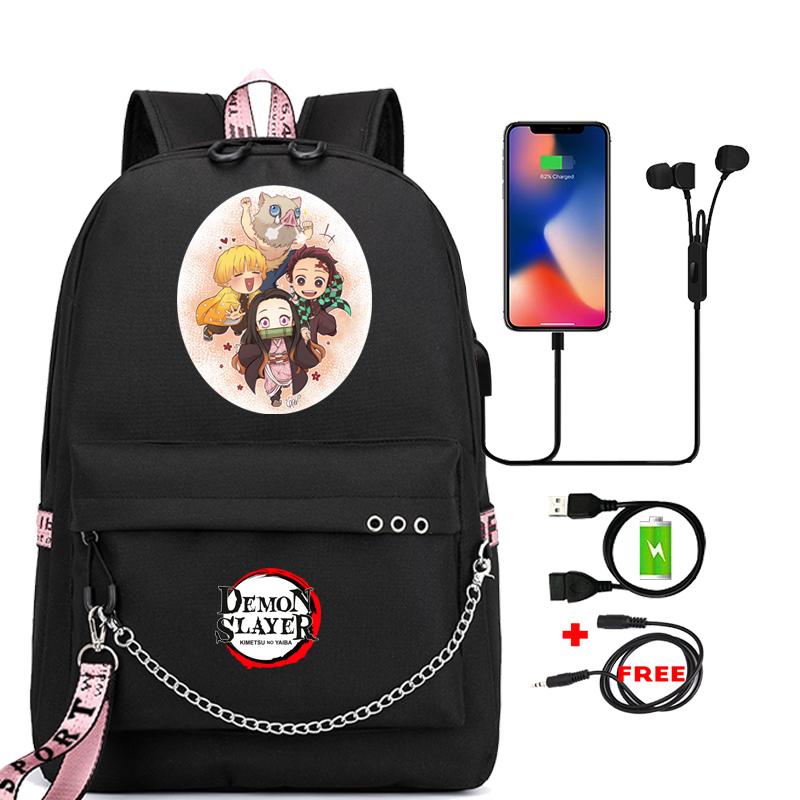 Аниме Demon Slayer Nezuko Bookbag Подростковый рюкзак Школьные ранцы для мальчиков и девочек Mochilas Мультяшный принт Сумка для ноутбука Снова в школу Рюкзак