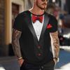 Men's Graphic Bow Tie Short Sleeve T-shirt 3D Printing Captain Neck Shirt Every Day Outdoor Casual Party Casual Party Casual Holiday Summer Clothing