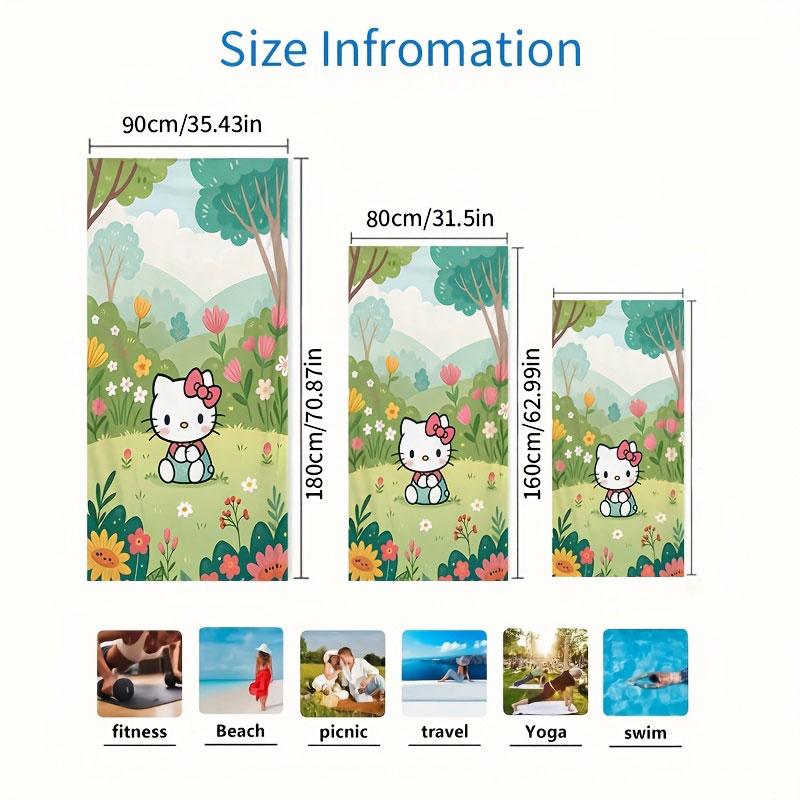 1 шт. Sanrio Hello Kitty Пляжное Банное Полотенце Быстросохнущее с Милым Цветочным Дизайном Hello Kitty Пастельные Цвета для Бассейна Путешествий Пасхальные Подарки