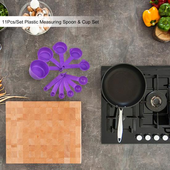 11Pcs/Set Plastic Measuring Spoon & Cup Set BPA-Free Baking Measuring Tool for Flour Sugar Salt Liquid Multifunctional Kitchen Household Meter