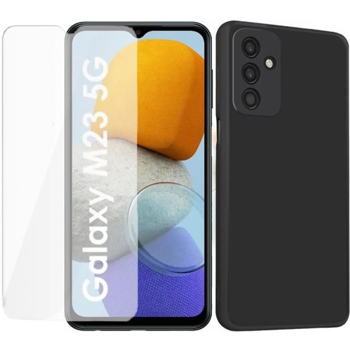 Coque de protection - Yuan Yuan - Samsung Galaxy M23 5G - Silicone Noir - Verre trempé - Ultra-fin 0.26mm