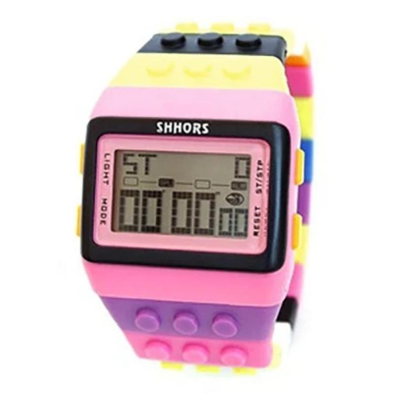 Мужские и женские часы Модные радужные часы-конструктор Студенческие наручные часы Многофункциональные светодиодные Водонепроницаемые электронные спортивные часы