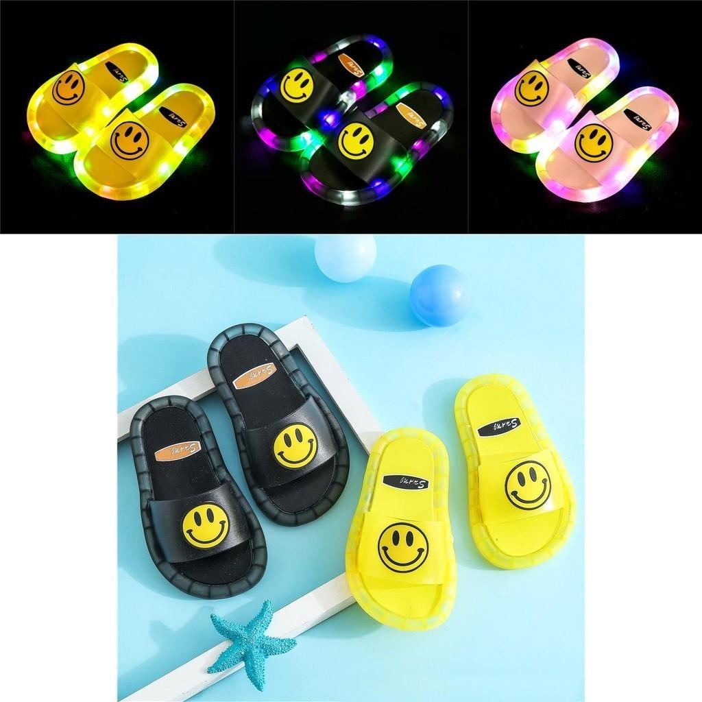 Kids Led Summer Slippers Quick-drying And Breathable With Smiley Design